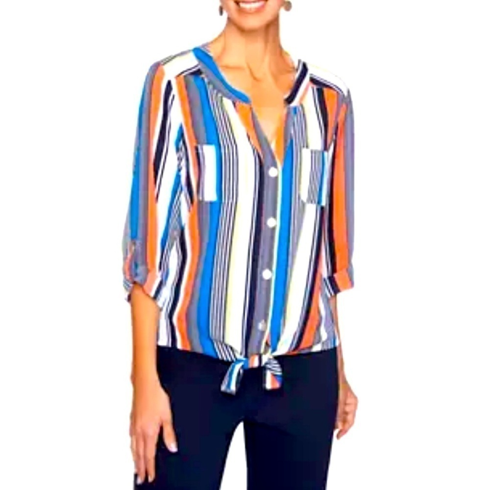 Nwot Ruby Rd Tie Front Button Down Top Size Xl - image 1